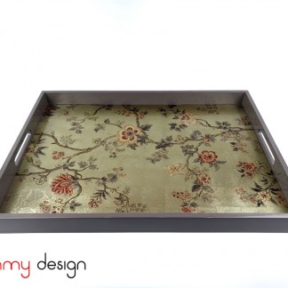 Rectangular lacquer tray hand-painted with flowers 40*55 cm